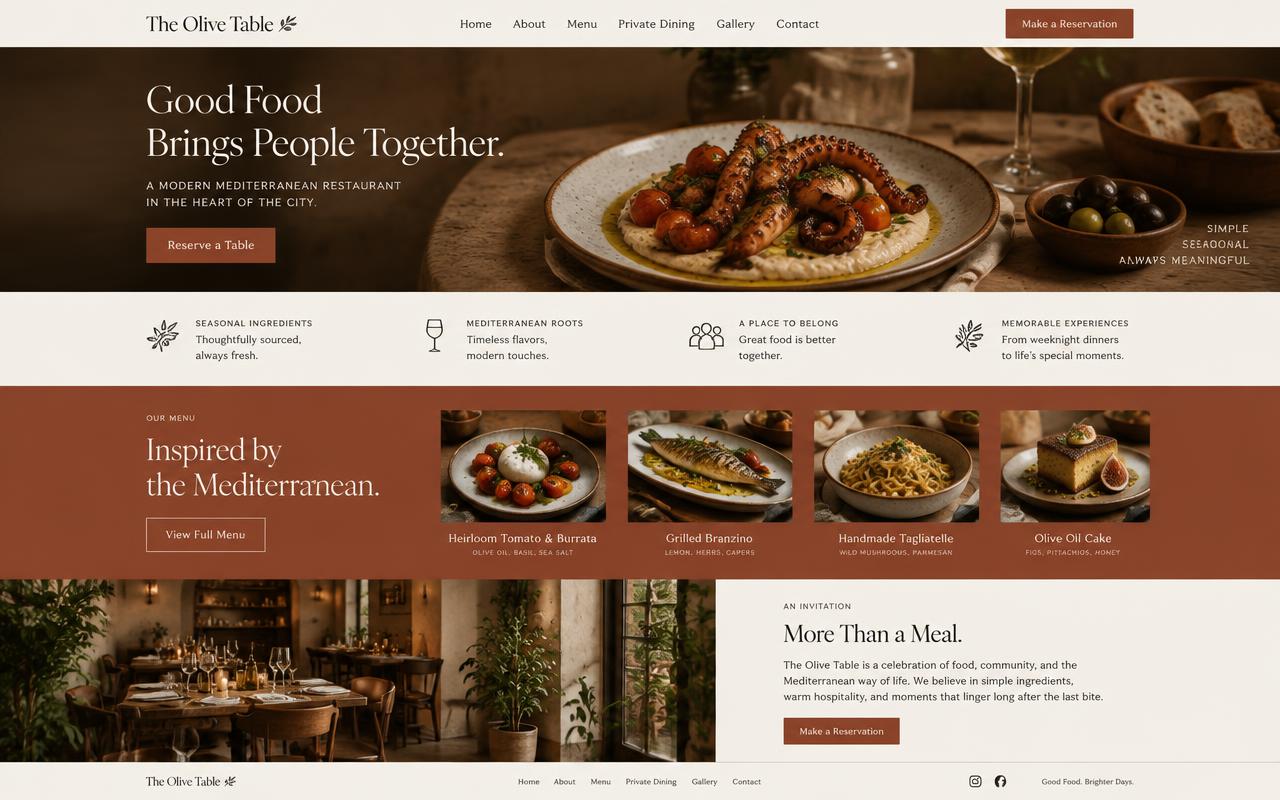 The Olive Table website preview