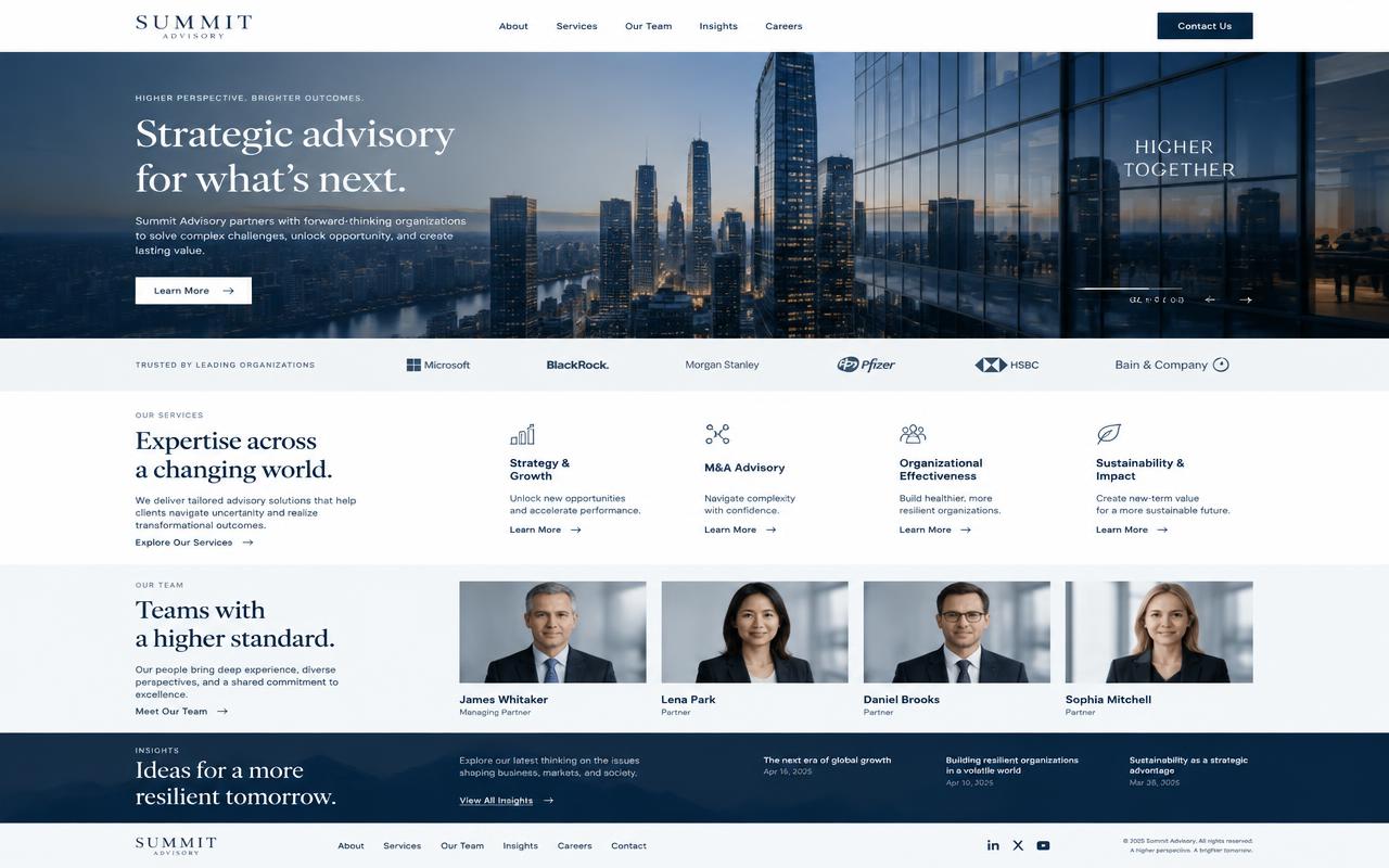 Summit Advisory website preview